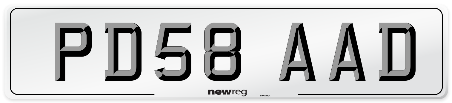PD58 AAD Number Plate from New Reg
